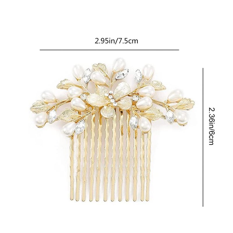 ZBJBinCH Bridal Hair Comb, The Latest Style Bridal Hair Accessories Is A Wedding Necessities, Pearl Hair Accessories for The Bride and Her Bridesmaids (Gold)
