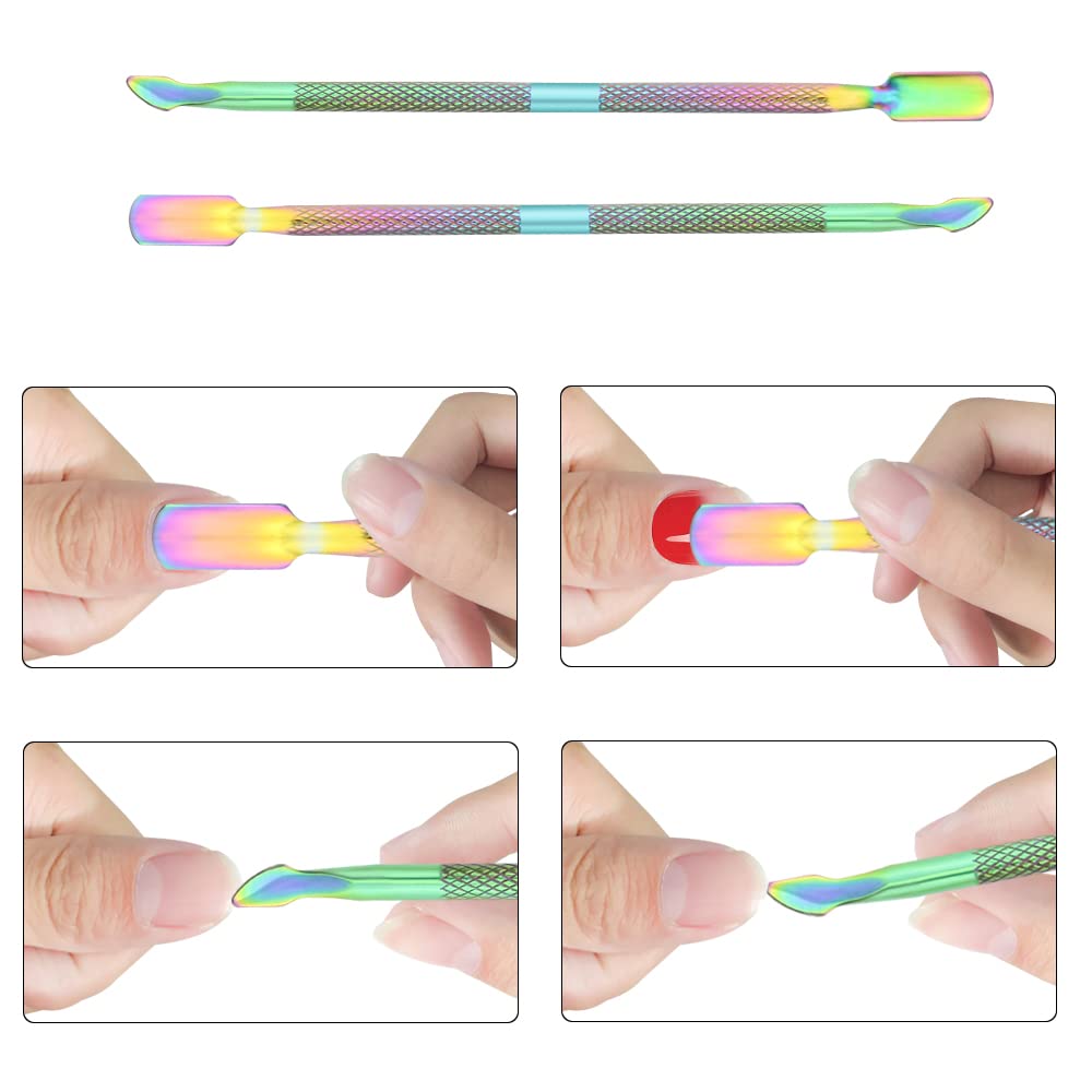 XINMEIWEN 8Pieces Cuticle Trimmer Cuticle Nipper Cuticle Remover Cuticle Cutter with Cuticle Pusher Stainless Steel Cuticle Cutter Clipper Nail Tools for Fingernails and Toenails (Rainbow)