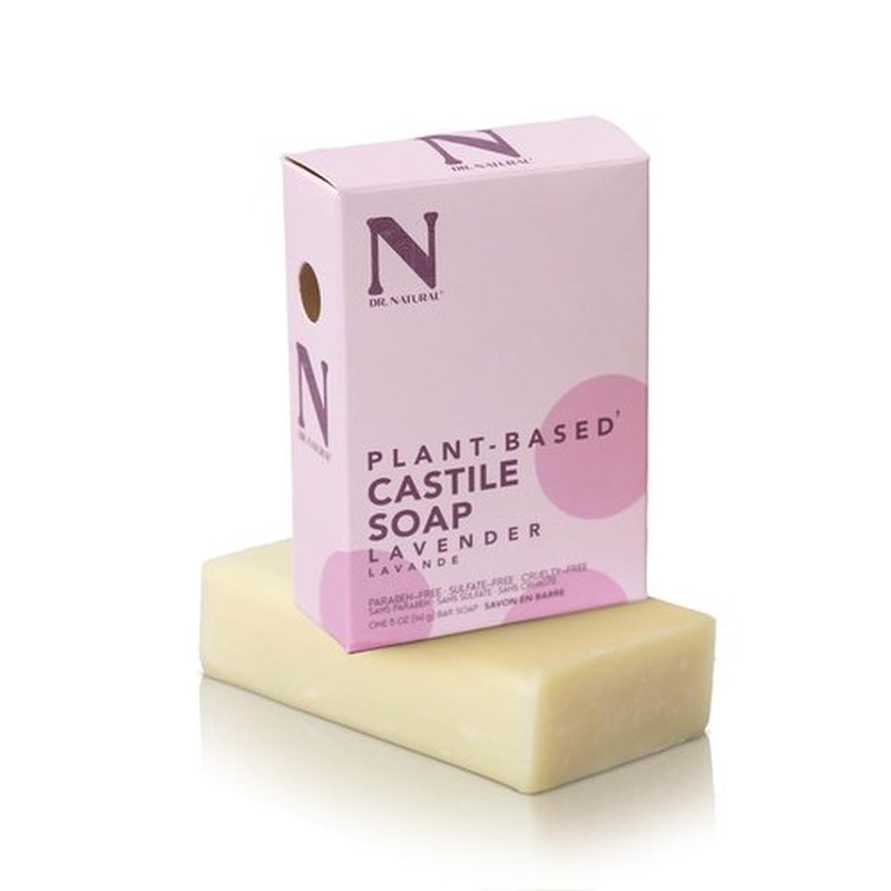 Dr. Natural Castile Bar Soap - Multipurpose Soap Bar with Anti-Acne Properties - For Face, Body and Hair - Sensitive Skin Body Wash - Lavender - 5 oz