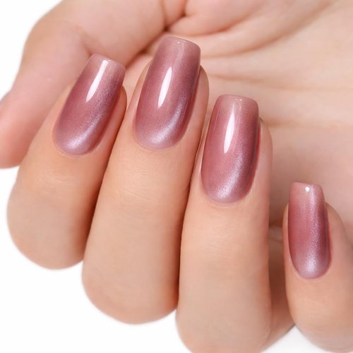 TONES Cat Eye UV LED Gel Nail Polish, (Mauve Cashmere) Extra Shine & Long Lasting | Nail Art Design Gel Nail Polish Home DIY & Manicure | Magnet Shimmer Cat Eye Color 0.56 fl oz