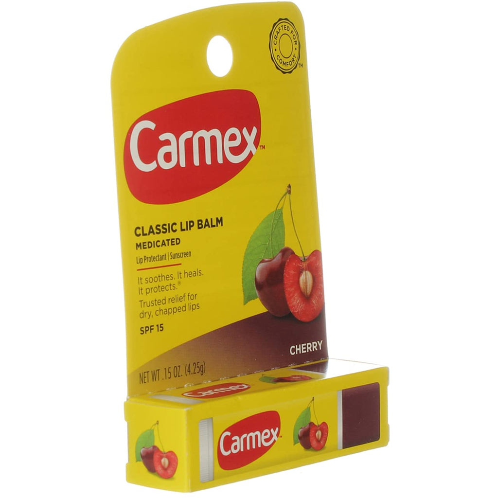 Carmex Cherry Flavor Moisturizing Lip Balm Stick SPF 15