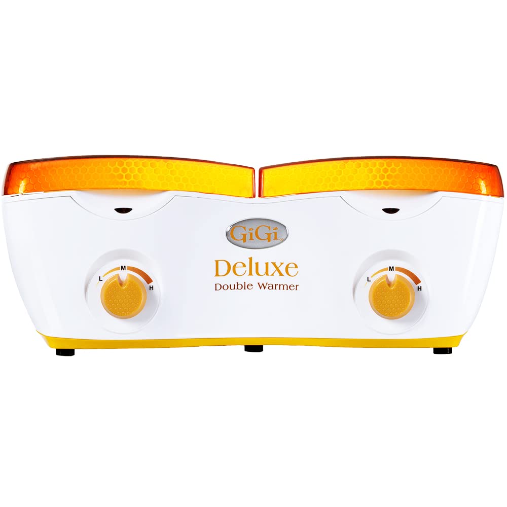 GiGi Deluxe Double Wax Warmer - Hair Removal Waxing Kit Heater, Dual Pot Design, Adjustable Temperature Control, Salon & Home Use, 14 oz (2) Wax Can
