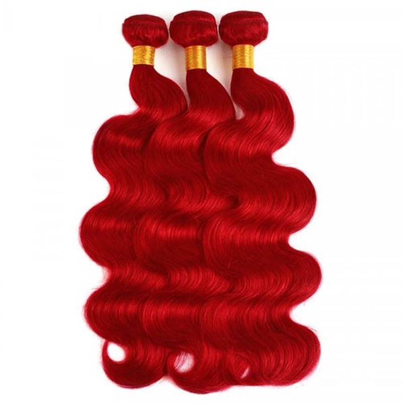 Red Human Hair Bundles Red Body Wave 3 Bundles Unprocessed Virgin 20 22 24 Inch Burgundy Body Wave Bundle Human Hair Extensions 50 Gram Per Bundle