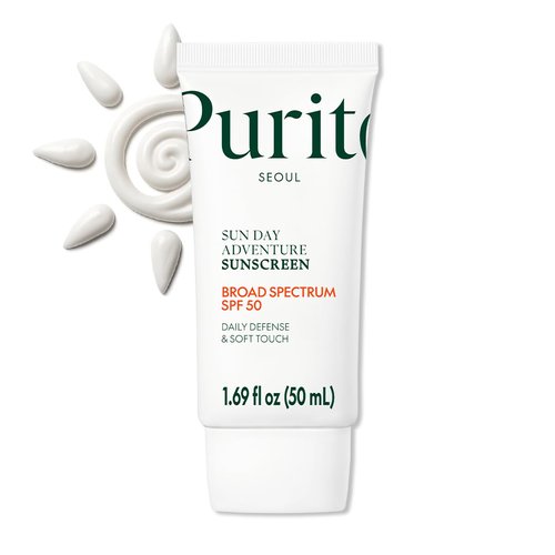 PURITO Korean Sunscreen SPF 50 - Lightweight, No White Cast, Broad Spectrum UVA/UVB Protection | Oil-Free, Vegan, 50mL