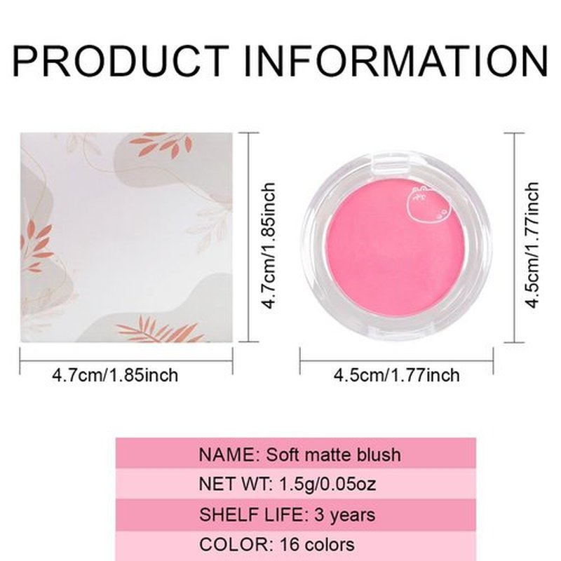 Regine Switzerland Matte Powder Blush - Long-Lasting Natural Cheek Color, Lightweight & Vegan | #02 Petals Pink