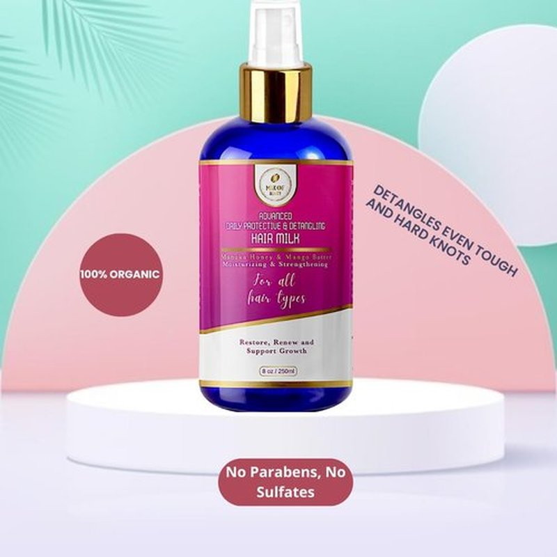 Advanced Daily Protective & Detangling Hair Milk | Nourishing Organic Leave-In Conditioning Repair and Renew Dry and damaged hair. Reduce Breakage and Support Hair Growth. 8 fl oz