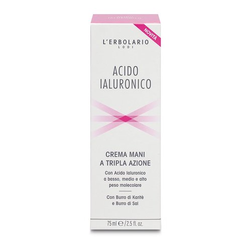 L'Erbolario Hyaluronic Acid Triple Action Hand Cream, 2.5 oz, Hand Lotion, with Shea Butter, Aromatic Scent, Moisturizing, Cruelty-Free