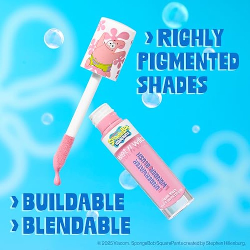 wet n wild SpongeBob Underwater Wonder Liquid Blush, Buildable Shimmery Gel Formula with Seamless Blend & Matte Finish – Rock Star