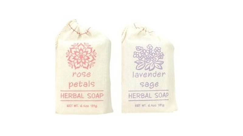 Greenwich Bay Trading Set of 2 Herbal Soaps Lavender Sage and Rose Petal - 6.4 Oz Bars Wrapped in Drawstring Cloth Sacks-Enriched with Shea Butter, Virgin Olive Oil and Fresh Botanical Scents