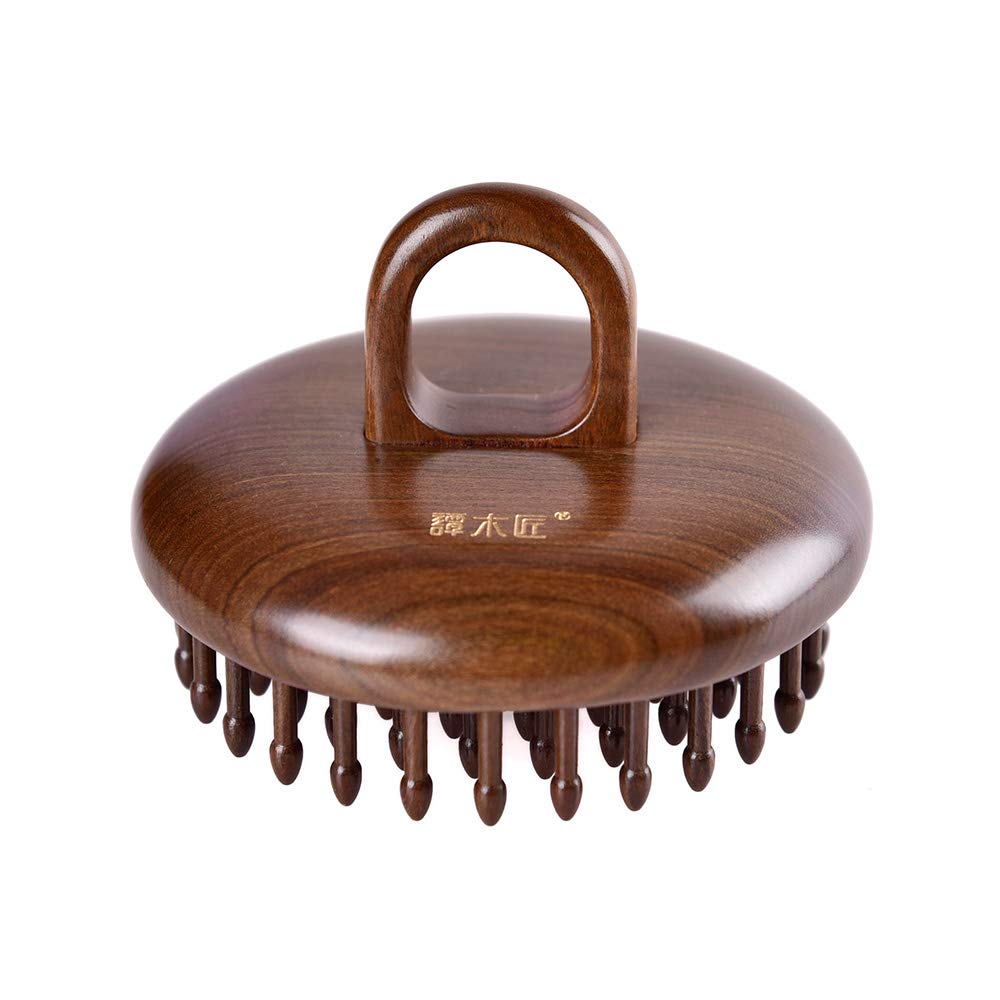 TAN MUJIANG Handmade Wooden Comb, Ring Design, Scalp Massaging, Nourishing Hair Care 3.35 × 1.69 inches