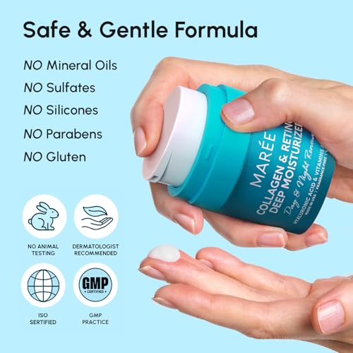 MAREE Face Moisturizer Retinol Cream for Face – Daily Wrinkle Cream for Women – Anti-Aging Face Cream – Facial Moisturizer with Collagen – Crema Hidratante Para la Cara for Skin Tightening