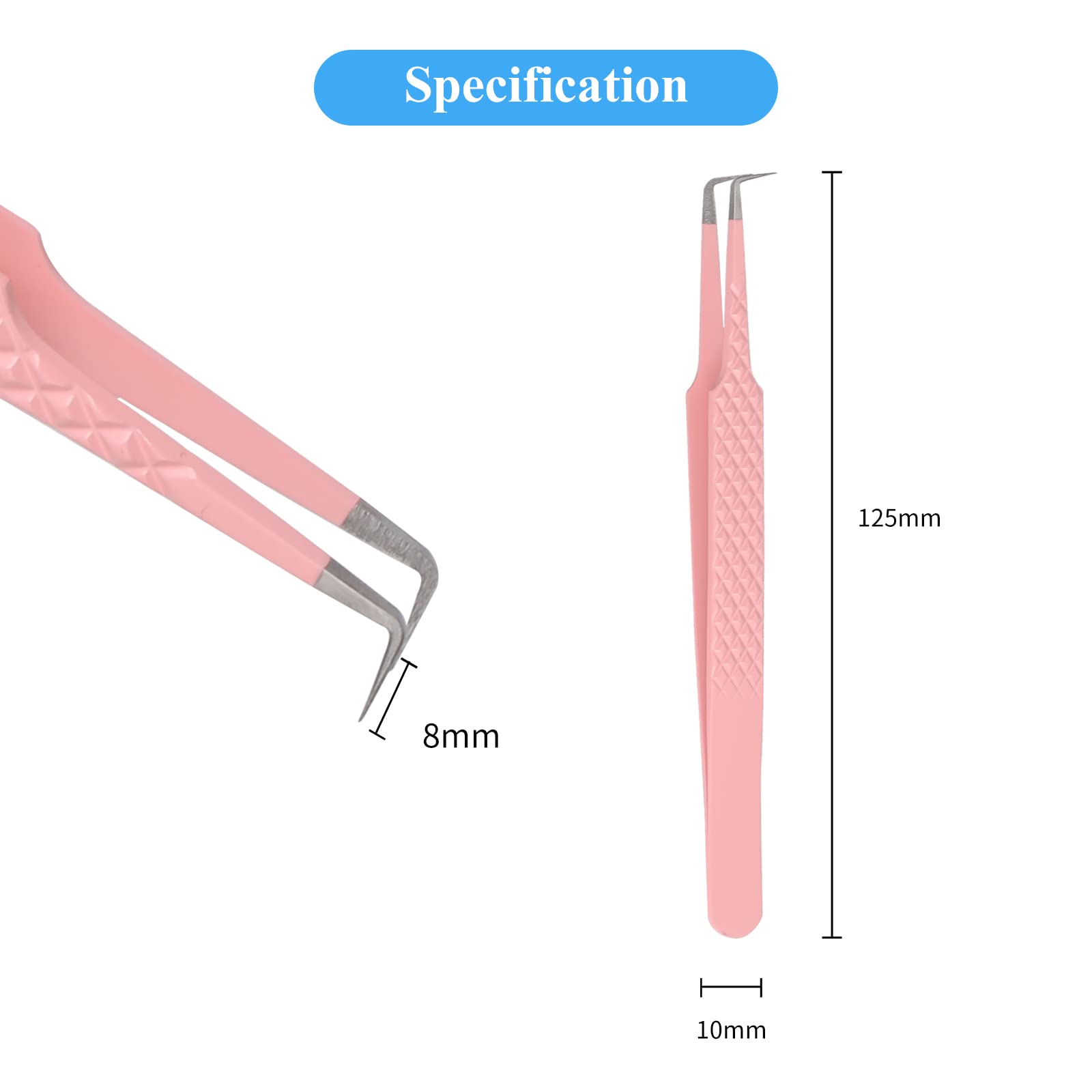 GEMERRY Non-Slip Tip Lash Tweezers - Curved Boot Angled Tips Eyelash Tweezers For Light or Mega Volume Fans - Professional Lash Applicator Tool
