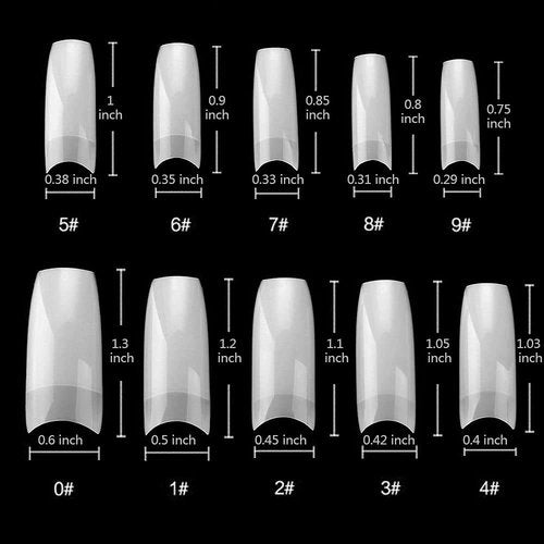 Acrylic Nails French Tips Hisight 500pcs Fake Nails Half Cover False Nails 10 Sizes for Nail Salons and DIY Nail Art (Natural)