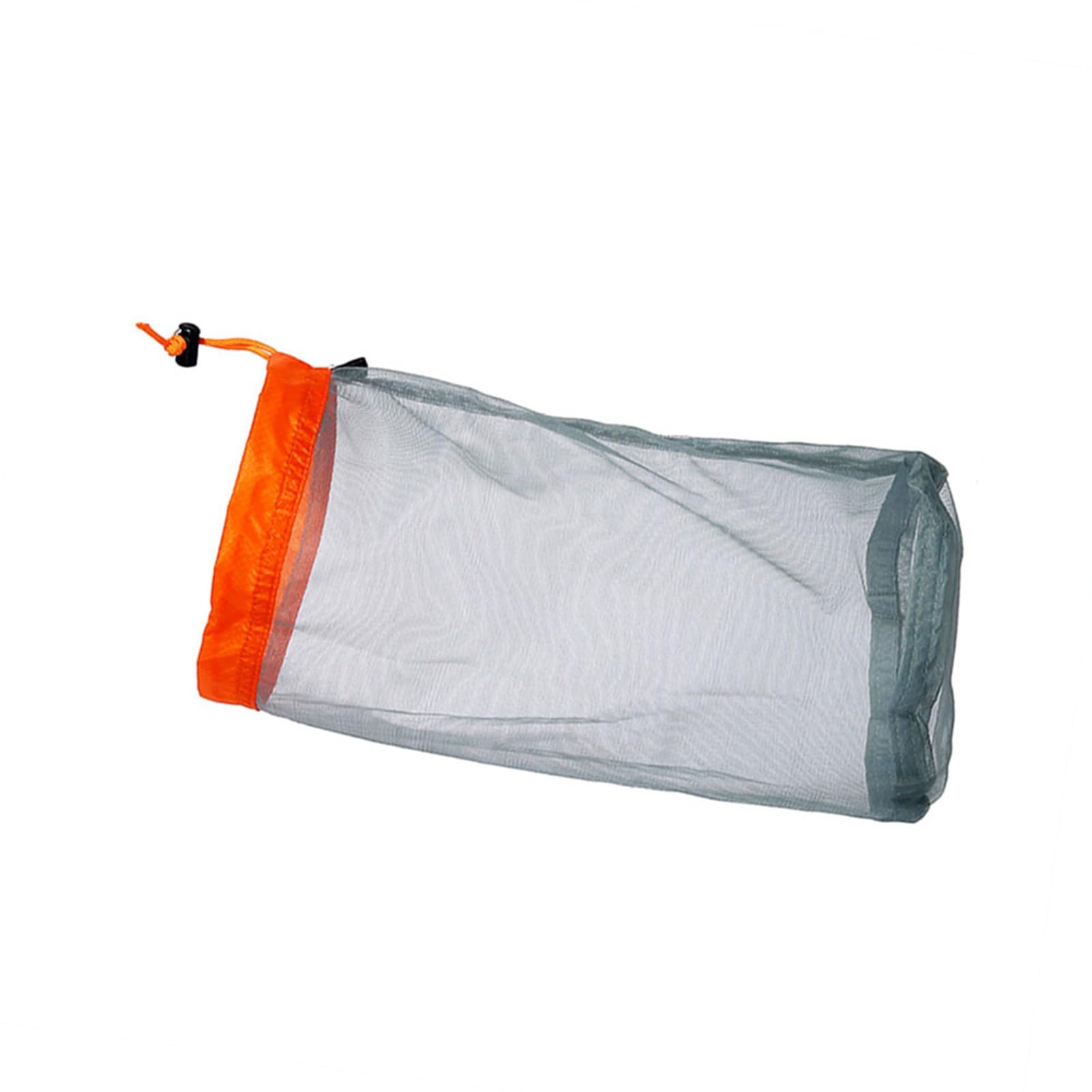 FILFEEL Mesh Stuff Sack Light Weight Nylon Mesh Drawstring Storage Bag for Travelling Hiking Camping Stuff Storage(Orange M)