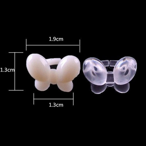 100 Pcs Nail Art Display Rings Butterfly Shape Nail Polish Color Display Ring Stand (Transparent)