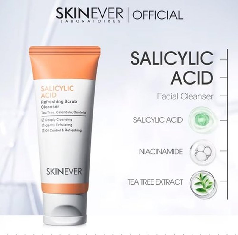 SKINEVER Salicylic Acid Face Exfoliating Scrub - Deep Cleansing for Smooth, Moisturized Skin (75 ML)