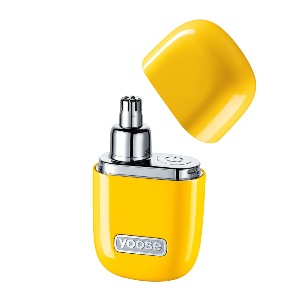 yoose Nose Hair Trimmer, Alloy Portable Painless Nose Hair Trimmer for Men Women, IPX7 Waterproof, Travel Size, USB-C Rechargeable Nose Trimmer with Dust Protection Cap, Dual Edge Blade, Yellow