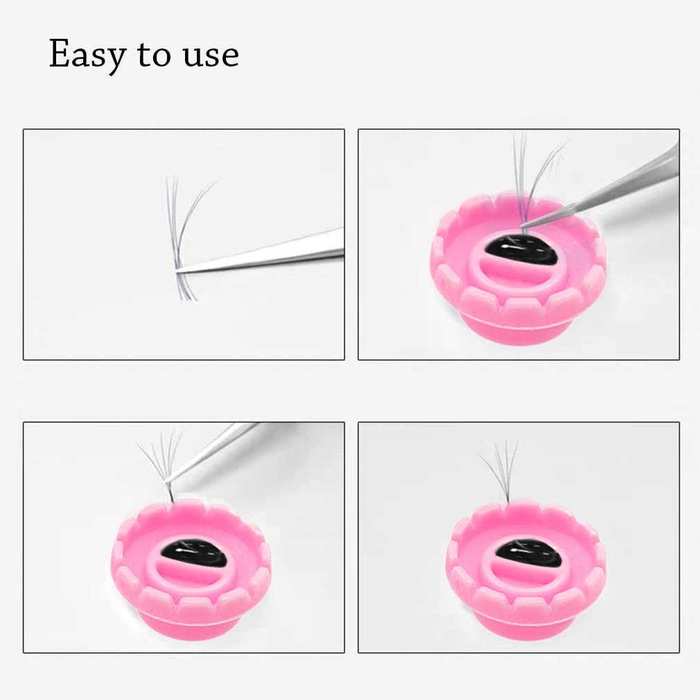 Mulutoo 400 Pcs Eyelashes Extension Volume Lashes Fan Blossom Cups,Quick Blossom Cup,Glue Holder and Lash Organizer Tool,for Eyelash Grafting, Nail Art, Quick Volume Lash Fan Cup (Pink)