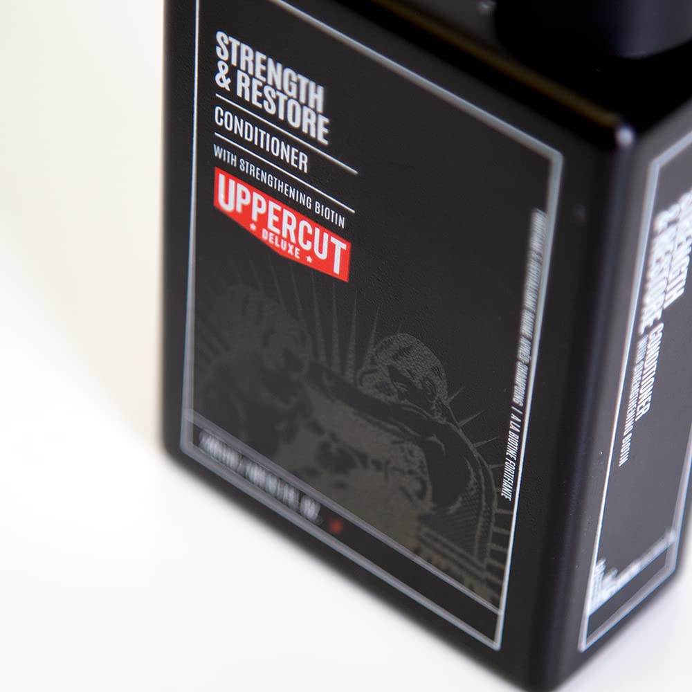 Uppercut Deluxe Conditioner - Strength & Restore 8oz | Biotin & Caffeine Formula for Thin, Fine Hair | Moisturizing & Strengthening Daily Use