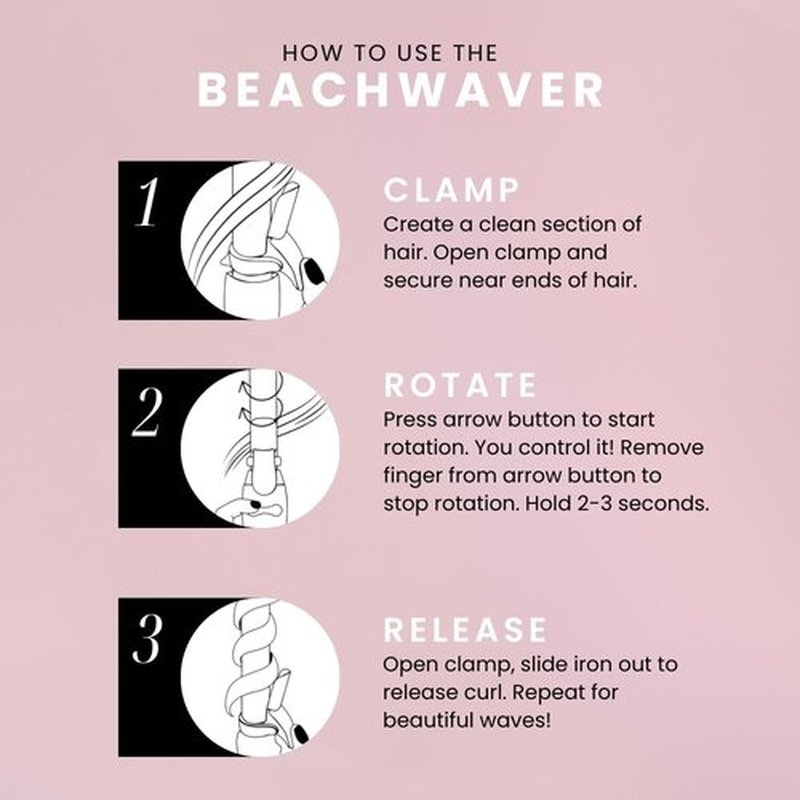 Beachwaver Co. S1.25 Rotating Curling Iron - Pink Catwalk | 1 1/4-Inch Ceramic Barrel for Medium-to-Long Hair | Auto Shut Off & Travel-Friendly Design