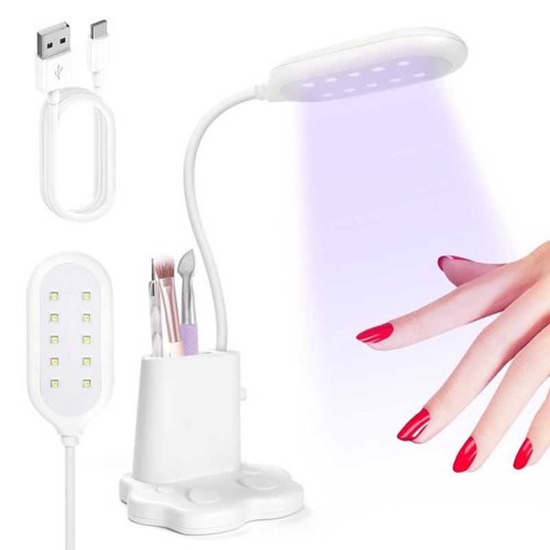 Saviland Goose Neck U V Nail Lamp: Flash Cure LED Nail Lamp 360° Rotatable Hands-Free 2-in-1 Gel Polish Curing Nail Lights with Nail Brush Holder Nail Art Nail Salon Manicure Home DIY