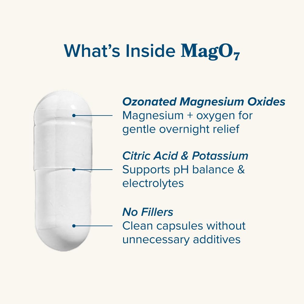 nbpure MagO7 - Natural Colon Cleanse & Detox | Occasional Constipation Relief, Stool Softening, & Bloating Support for Men & Women | Ozonated Magnesium Oxide, 90 Capsules