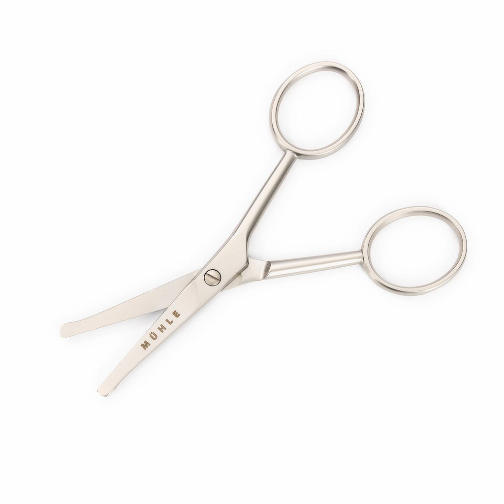 MÜHLE Beard, Nose & Ear Hair Scissors | 4-Inch Scissors | Matt Stainless Steel for Durability | Safe Rounded Tip | Manual Facial Hair Trimmers | Ergonomic Design