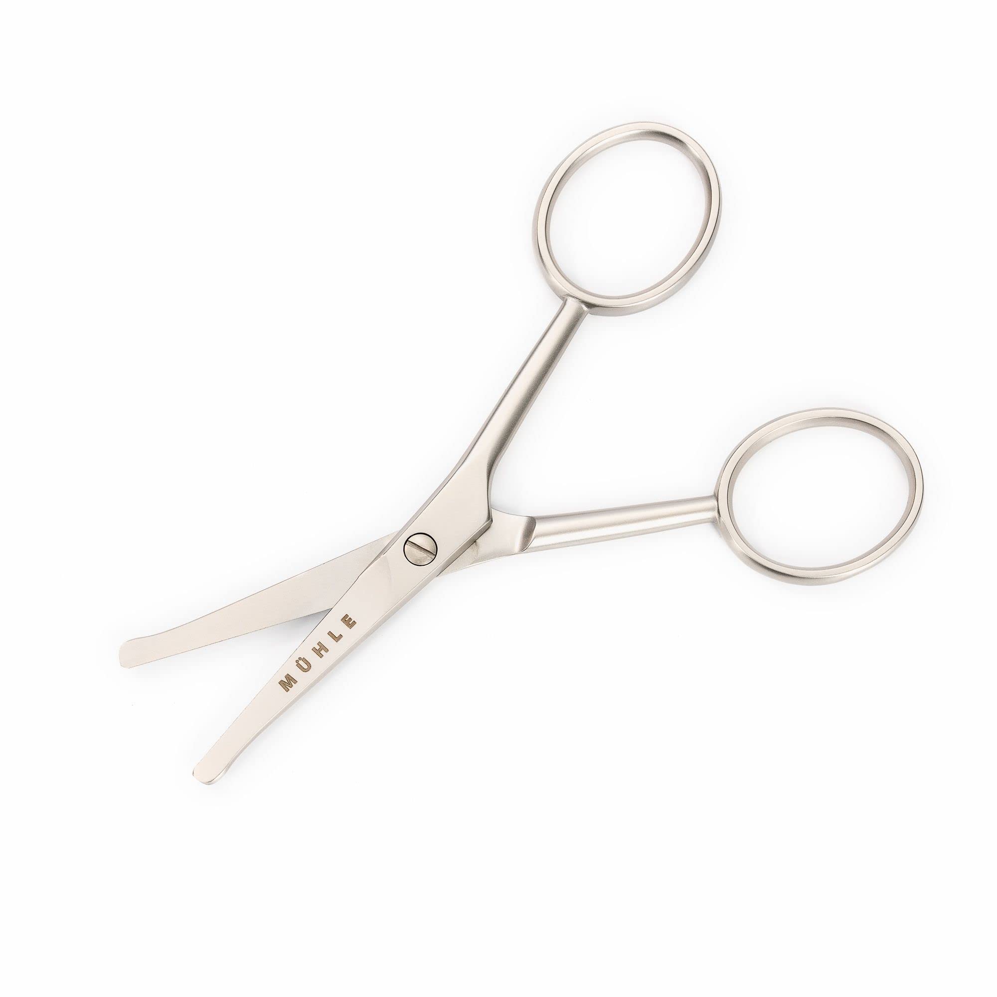 MÜHLE Beard, Nose & Ear Hair Scissors | 4-Inch Scissors | Matt Stainless Steel for Durability | Safe Rounded Tip | Manual Facial Hair Trimmers | Ergonomic Design