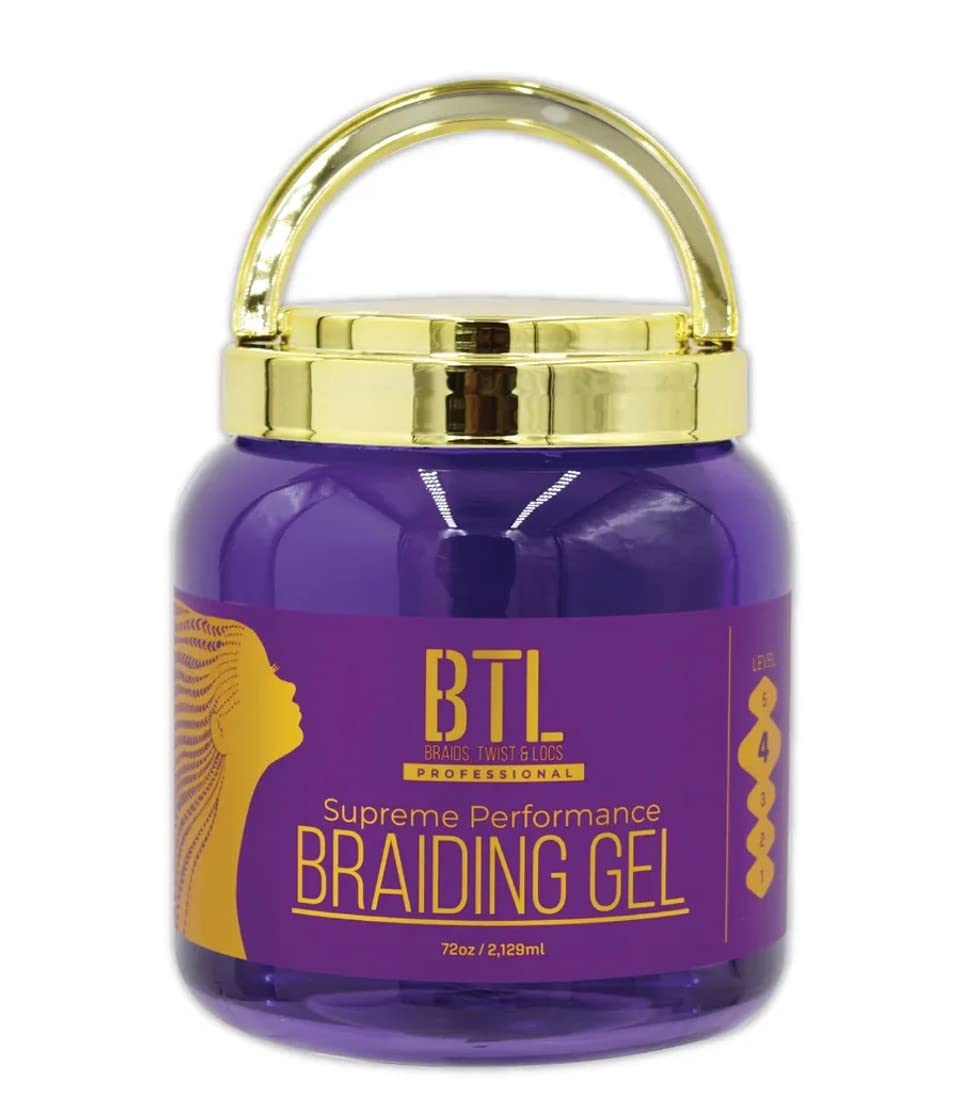 BTL Braiding Gel Supreme 72 Oz Bulk Super Size Jar - Ultimate Hair Styling Solution for Braids, Locs & Twists | Long-Lasting Strong Hold | Non-Greasy & Lightweight Formula | Natural Ingredients