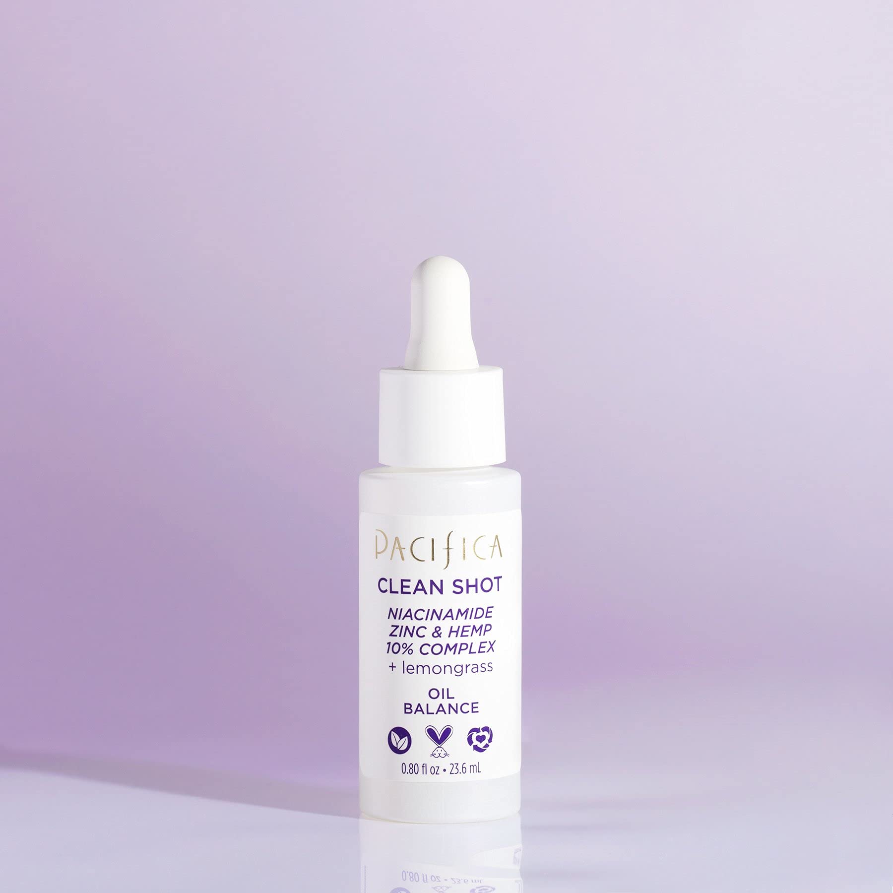 Face Serum by Pacifica - Clean Shot Niacinamide 10% Solution with Zinc & Hemp Seed Oil – Balancing Facial Serum for Oily & All Skin Types, Vegan & Cruelty-Free, 0.8 oz