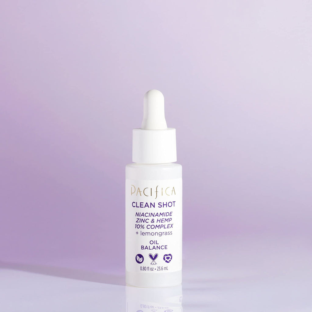 Face Serum by Pacifica - Clean Shot Niacinamide 10% Solution with Zinc & Hemp Seed Oil – Balancing Facial Serum for Oily & All Skin Types, Vegan & Cruelty-Free, 0.8 oz