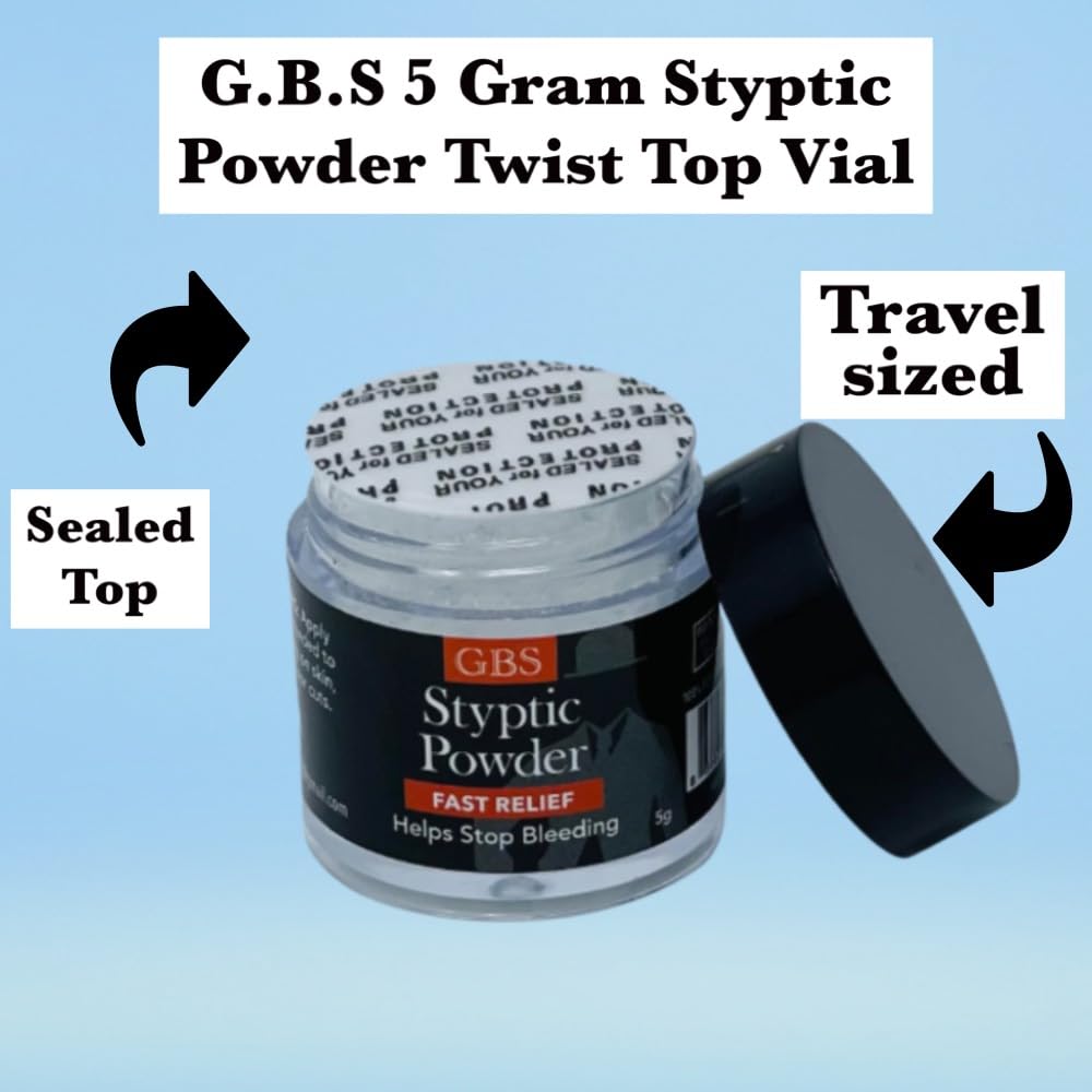 G.B.S Styptic Powder Jars for Shaving Nicks, Razor Cuts, Canker Sore (5gm Each) (9), White