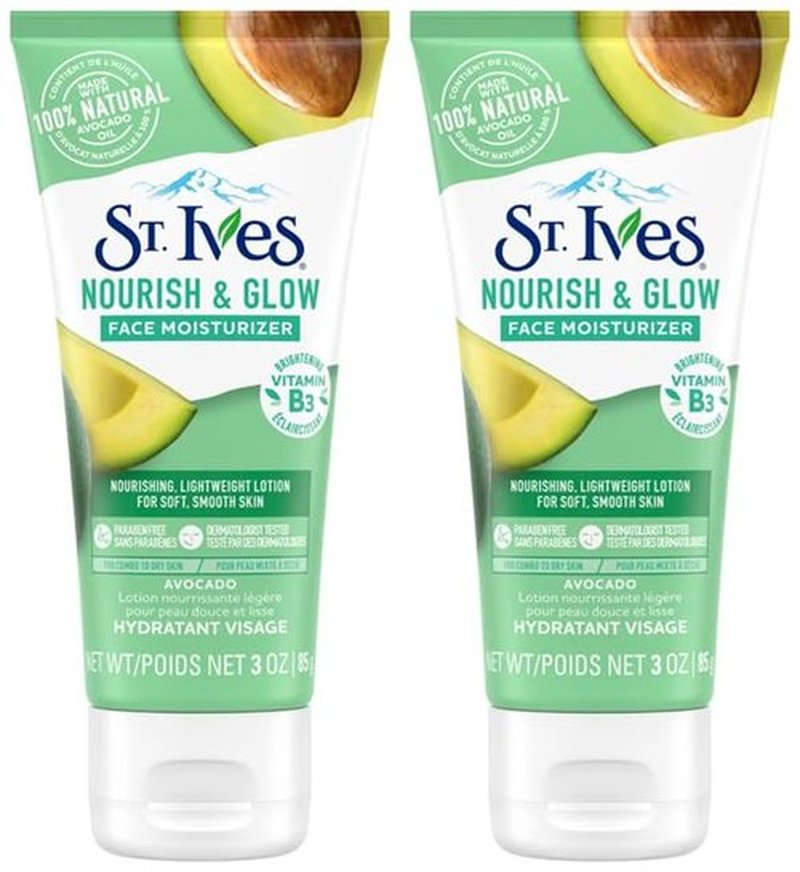 St. Ives Nourish & Glow Face Moisturizer Avocado with Vitamin B3, 3 Ounce (85g) - Pack of 2