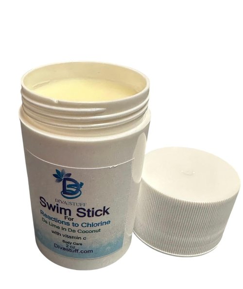 Diva Stuff Pre Swim Stick, Extra Strength Chlorine Neutralizing Lotion Bar For Body,Treats Hives, Rashes, Itchiness, Dry Skin and Other Reactions To Chlorine, Use Before Swimming