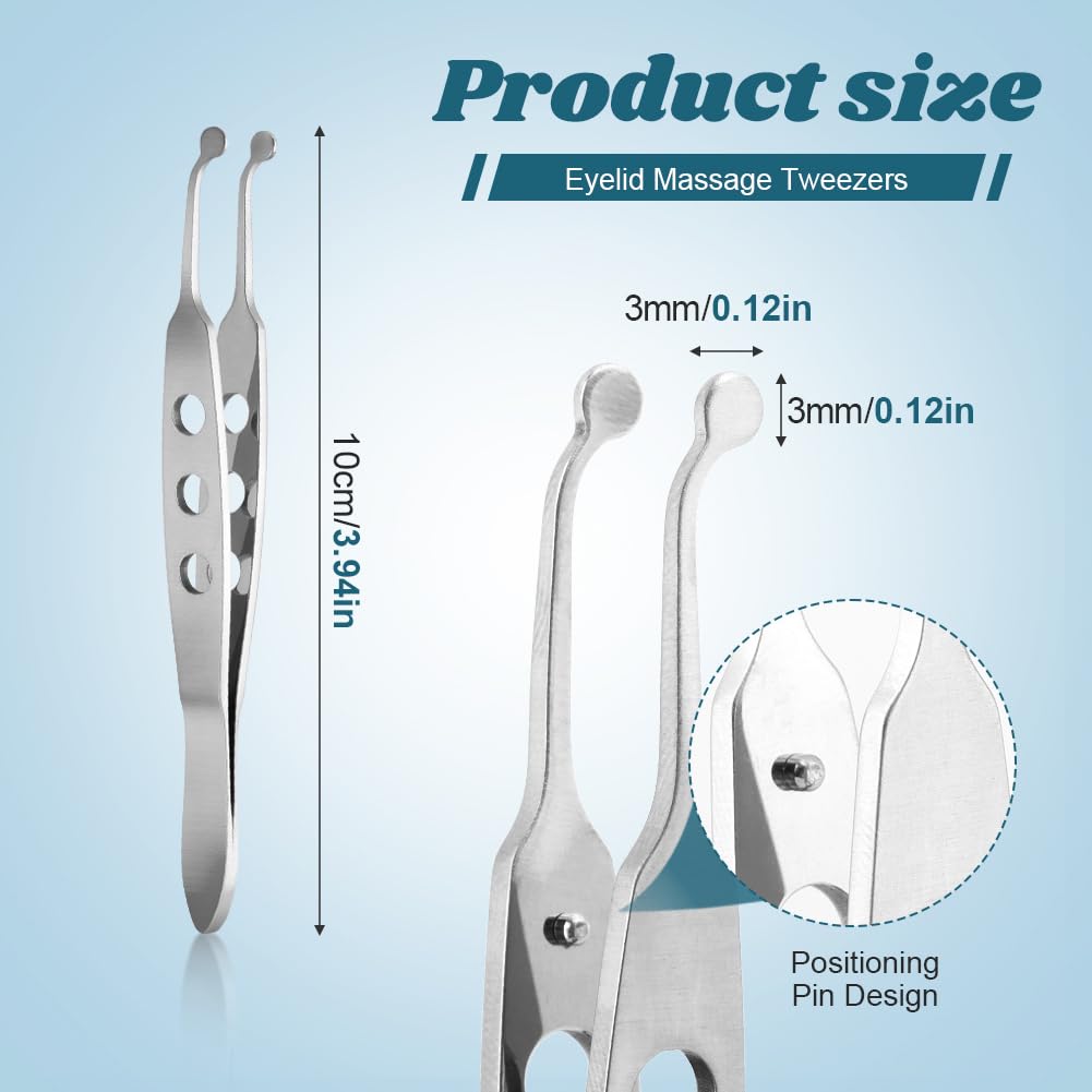 Meibomian Gland Expressor, Stainless Steel Eyelid Massage Tweezer with Positioning Pin, Eyelid Gland Blockage Unblocking Physiotherapy Tools, Eyeli-d Expressor for Dry Eyes(SIZE:3x3mm/0.12x0.12inch)