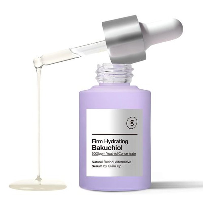 Glam Up Bakuchiol Serum - Anti-Aging Retinol Alternative with Hyaluronic Acid | Hydrate & Blur Fine Lines (1.01 Fl Oz)