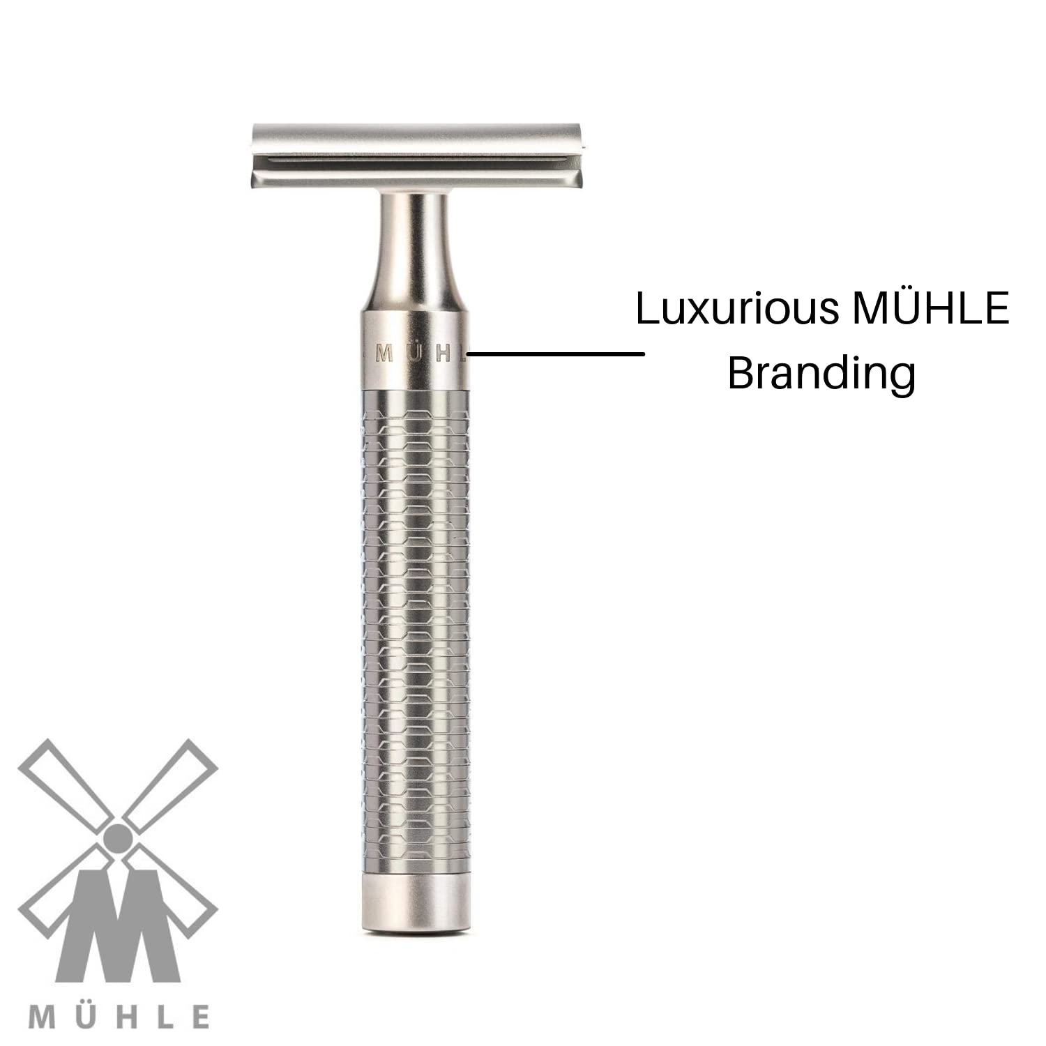 MÜHLE ROCCA R94 Double Edge Safety Razor (Closed Comb) | Pure Matt Stainless Steel |Perfect for Everyday Use | Barbershop Quality Close Smooth Shave | Luxury Razor for Men