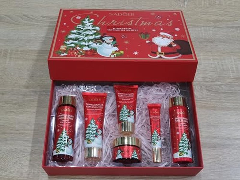 Christmas Gifts 6 Pcs Skin Care Set Pomegranate Moisturize Soothe Hydrate Gifts for Teenage Girls Stocking Stuffers Christmas Gifts for Women-Cleanser,Toner,Lotion,Face Cream,Eye Cream,Sleep Mask