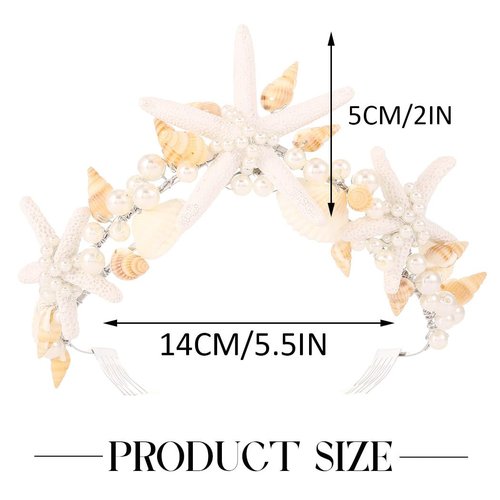Catery Seashell Crown Starfish Headbands Pearl Mermaid Headpiece Beach Wedding Hair Accessories for Women