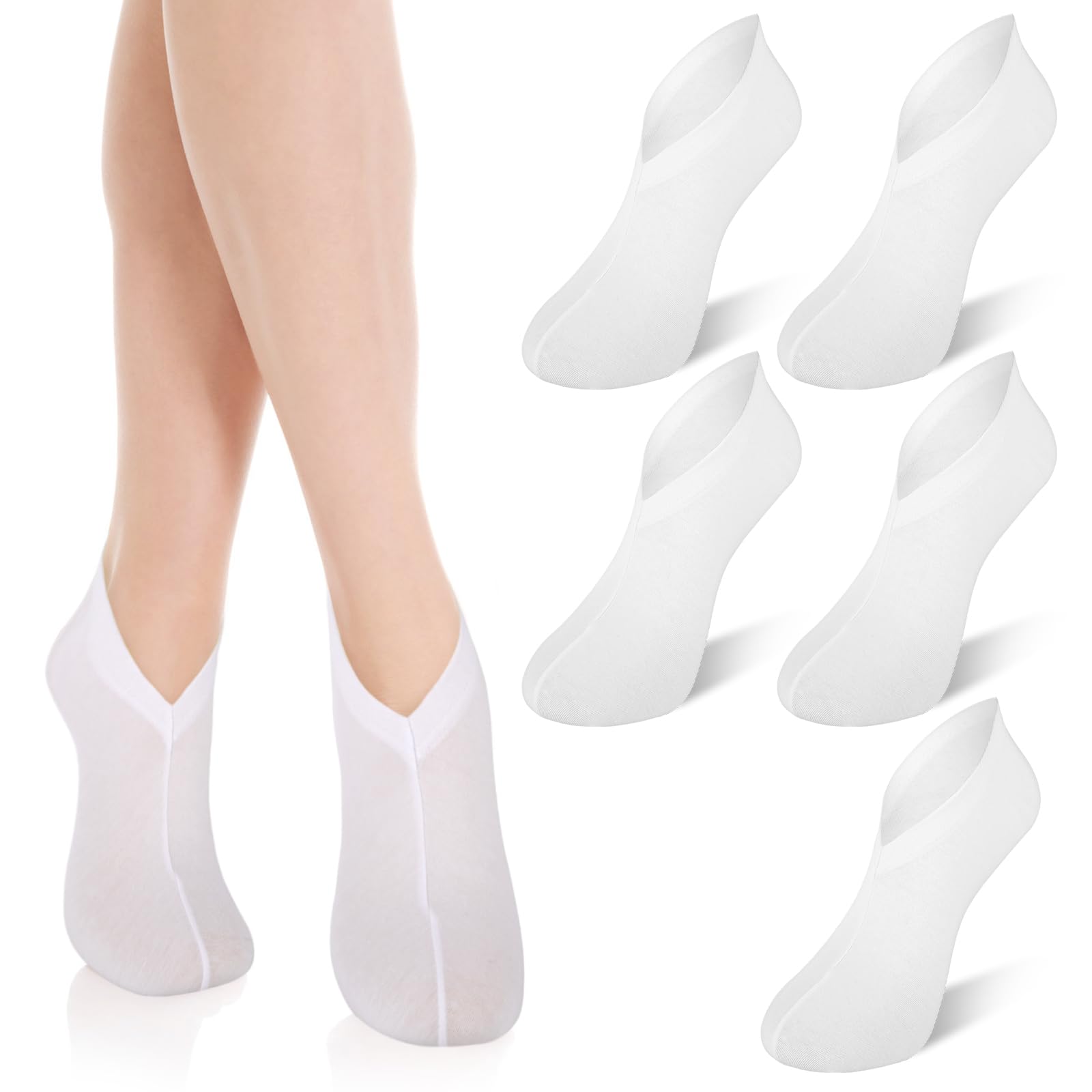 10-Pack White Spa Cotton Socks, Reusable Hydrating Socks, Cotton Blend Breathable Foot Mask Sleeves for Dry, Cracked Feet Relief, Overnight Moisturizing Foot Care, Home SPA Therapy
