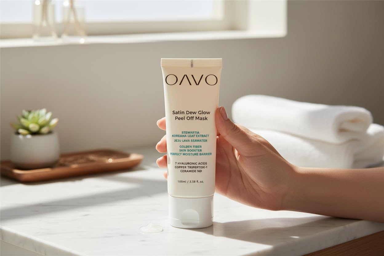 OAVO Satin Dew Glow Peel Off Mask 100ml – Korean Peel Off Face Mask Pack | Glossy, Plumping & Hydrating | Pore Lifting & Minimizing | Korean Glass Skin & Korean Skin Care