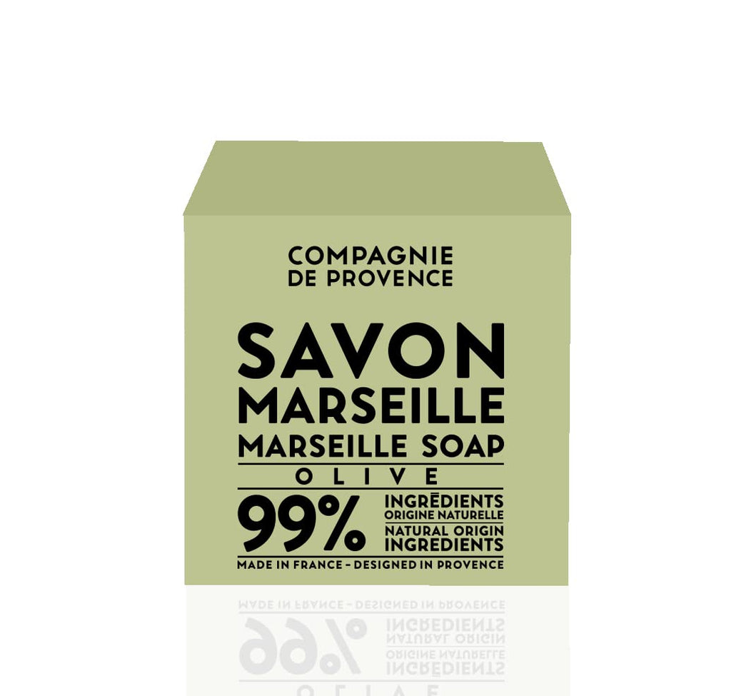Compagnie de Provence Savon Marseille Olive Soap Cube - 400 grams - Made in France