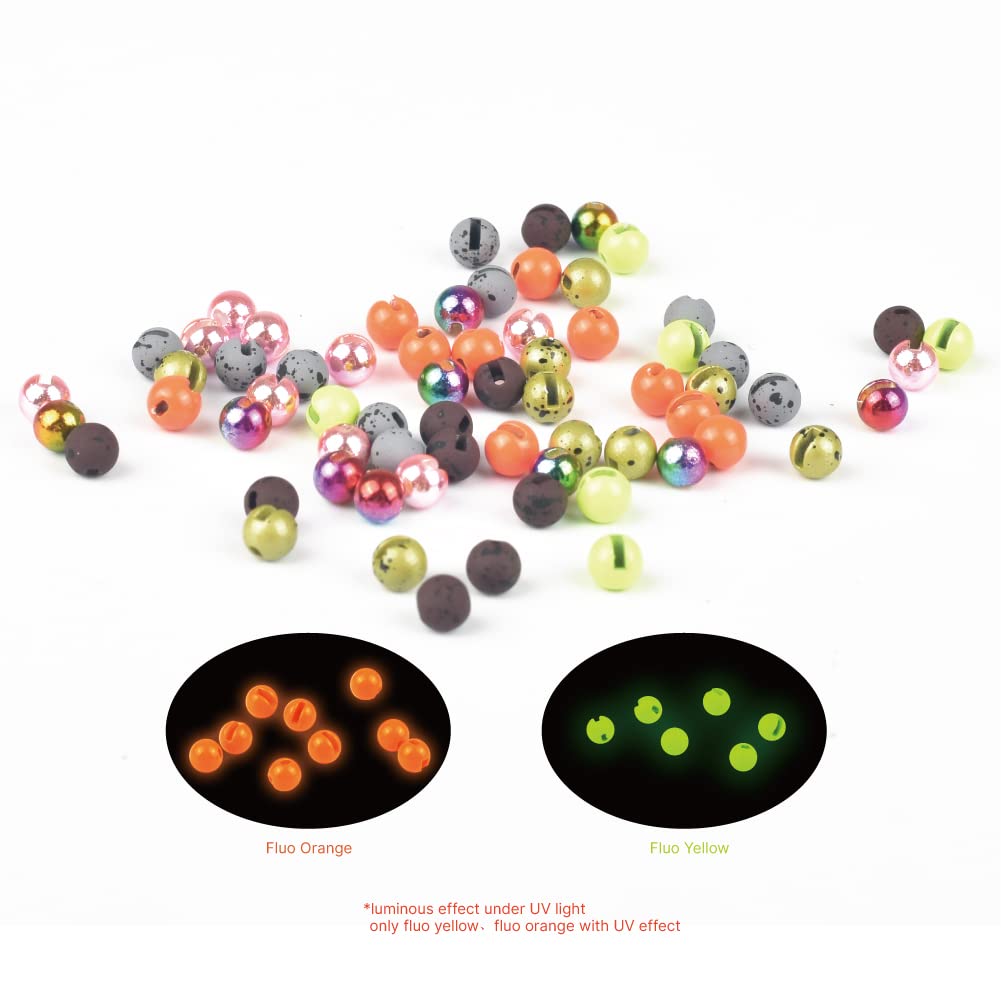 MUUNN 50pcs Tungsten Slotted Beads for Fly Tying, Sink Deeper and Faster 12 Colors/13 Sizes Slotted Tungsten Beads Fly Tying Beads Head Fly Tying Materials(Black Nickel,4.0mm)