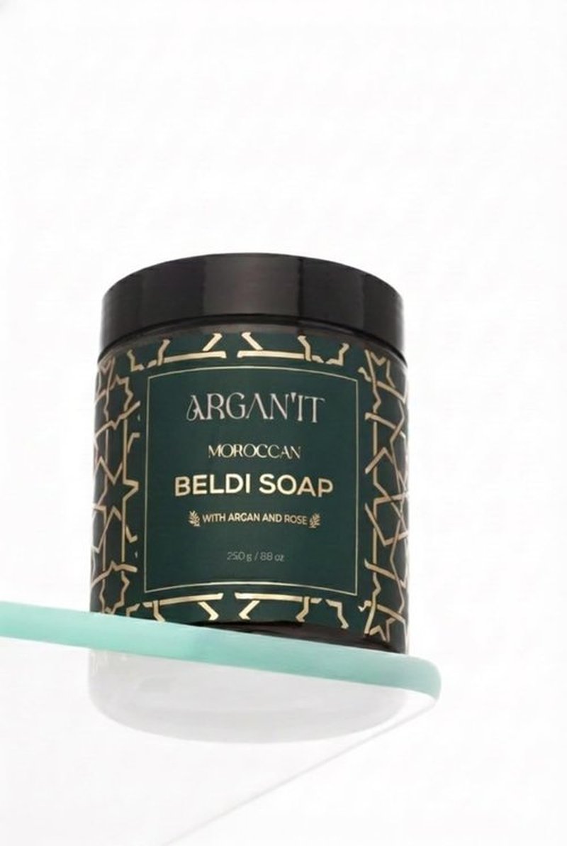 Moroccan Black Soap Argan and Rose Beldi Natural Artisan Hammam Soap for Cleansing and Softening Skin