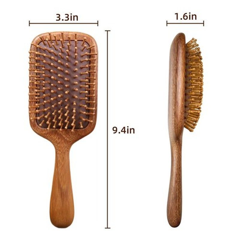 TAIHI Wooden Hair Brush - Natural Green Sandalwood Detangler with Ergonomic Handle | Ideal for All Hair Types