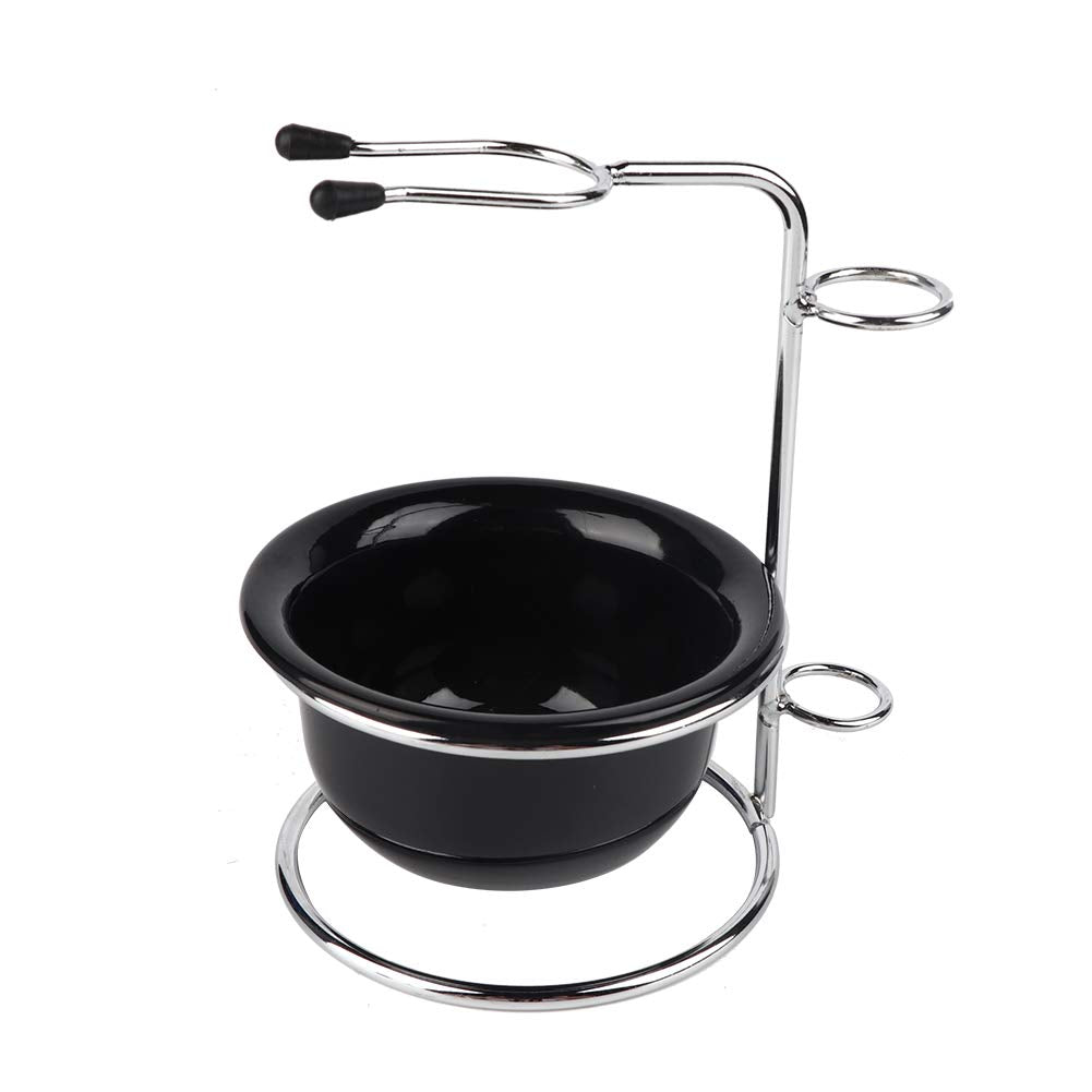 Stainless Steel Shaving Brush Stand, Black Shaving Bowl Holder, Dual Purpose Organizer for Men Wet Shaving Kit, Classic Gift