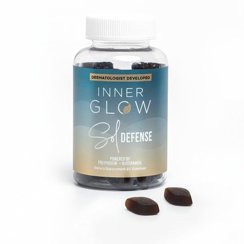 Inner Glow Sol Defense Gummies – Dermatologist & Plastic Surgeon-Formulated Skin Resilience Vitamin Supplement with Polypodium Leucotomos & Niacinamide, Passion Fruit Flavor, 60 Sugar-Free Gummies