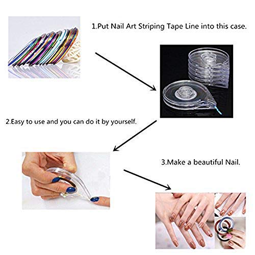 12Pcs Empty Nail Art Striping Tape Line Case Tools Sticker Box Holder Nail Art Tape Roller Dispenser for Easy Use DIY Sticker Nail Design Manicure Tool, Clear