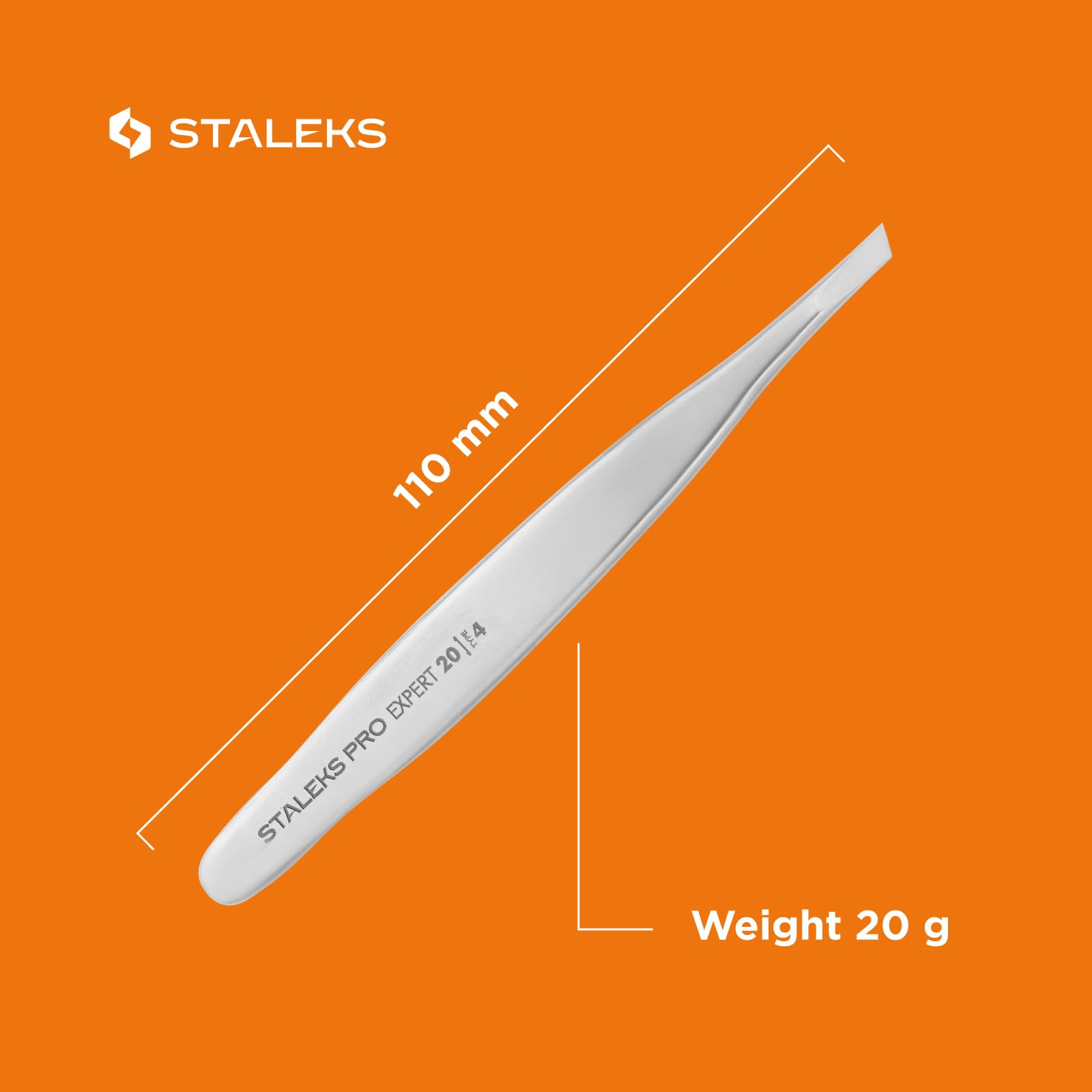 STALEKS PRO Expert 20 Type 4 Professional Eyebrow Tweezers – Narrow Beveled Stainless Steel for Fine Brows & Soft Stroke Hair Removal