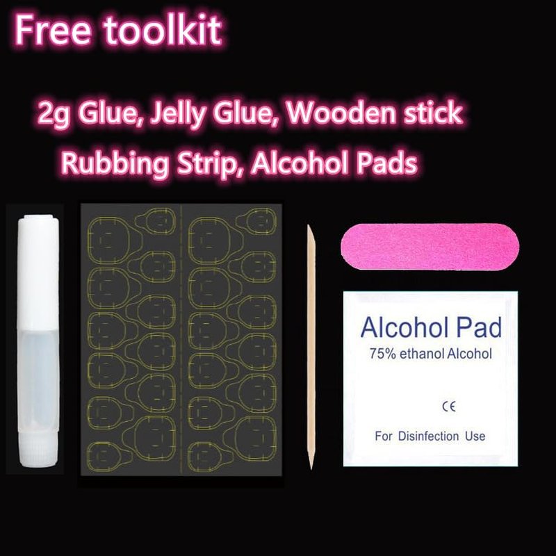 ZMRZ Press On Nails, Medium-Length Shiny Black False Nails Inlaid with Silver Butterflies and Rhinestones, Showing the Noble Temperament of Women and Girls False Nails - 24 Pieces (With Free Kit)